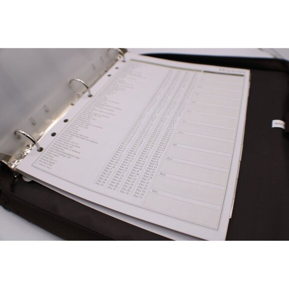 Day Runner Briefcase Planner Organizer Leather Canvas Zipper Handle Brown Green - Picture 8 of 14